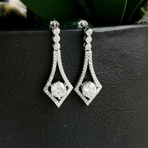 CZ Diamond teardrop dangle earrings in Sterling Silver